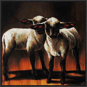 1 SHEEP 2 SHEEP 28L X 28H Floater Framed Art Giclee Wrapped Canvas